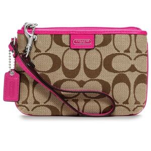 Coach Brown and Pink Signature Wristlet